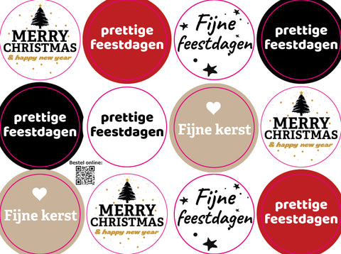 Kerst cadeausticker vel - 12 kerst stickers bestellen | Etikon
