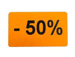 50% kortingssticker rechthoek oranje bestellen | Etikon