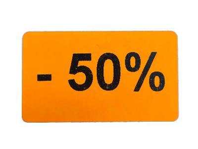 50% kortingssticker rechthoek oranje bestellen | Etikon