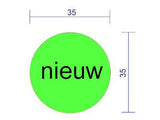 Groene, ronde 'nieuw' stickers op rol | Etikon