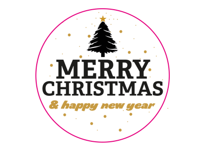 Merry christmas stickers bestellen met kerstboom en goud| Etikon