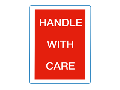 Waarschuwingsetiket Handle with care - 500/rol | Etikon