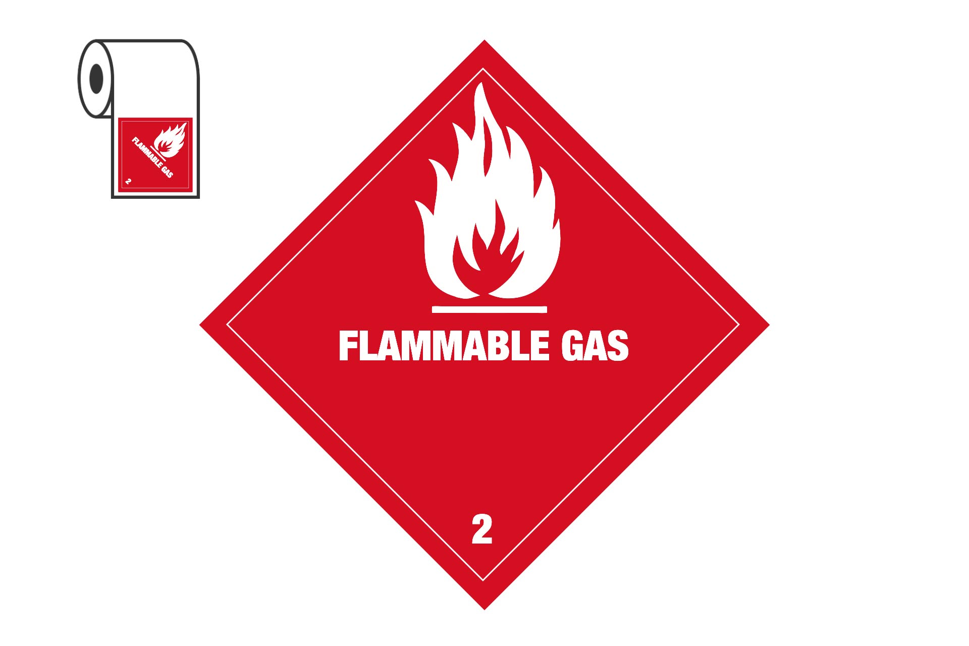ADR 2.1 flammable gas klasse 2 etiketten rood